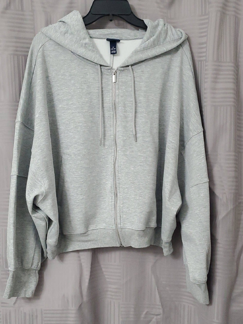 Grey Zip-Up Barrel Sleeve Hoodie - Women